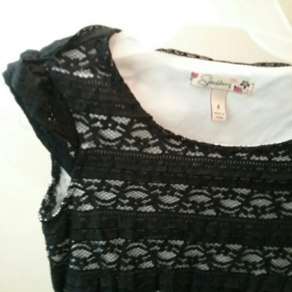 Speechless 8 Girls Lace Overlay Black White Dress Short-sleeved - Picture 4 of 8